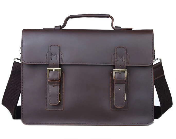 Vintage Crazy Horse Real Leather Men Briefcase  Messenger Bag Genuine Leather Briefcase Business bag men Shoulder Bag Handbag