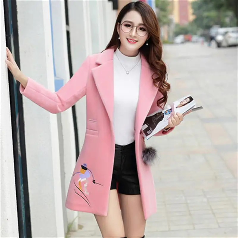 

Woolen coat female long section Korean version 2018 new autumn and winter woolen coat