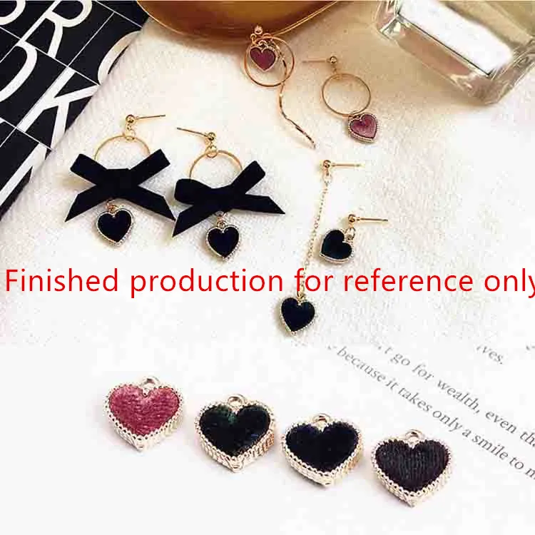 

New 50pcs/lot two-sided velvet core decoration cartoon hearts shape alloy floating locket charms diy jewelry earrings pendants