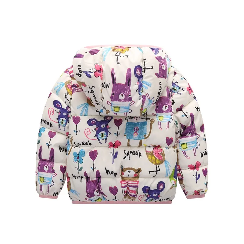 CROAL CHERIE  80-130cm Cartoon Graffiti Winter Coat For Girls Thick Cotton Baby Jacket For Girls Infant Overcoat Parkas  (3)