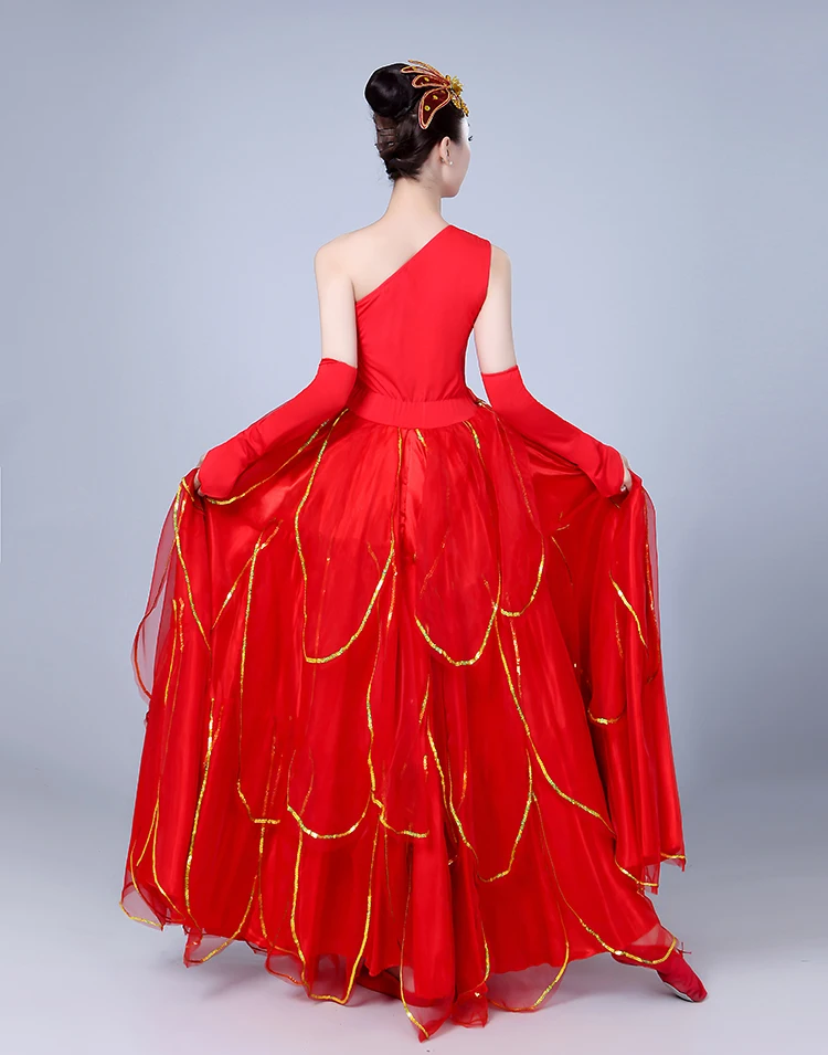 360 градусов, Женский костюм для испанского фламенко без рукавов, платье для танцев, длинное платье, красное платье для фламенко для девочек L226