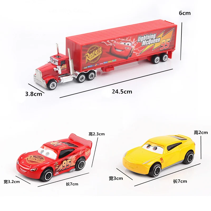 7 шт./компл. Disney "тачки 3 Lightning McQueen Джексон Storm Крус Mater Мак дядя грузовик 1:55 литья