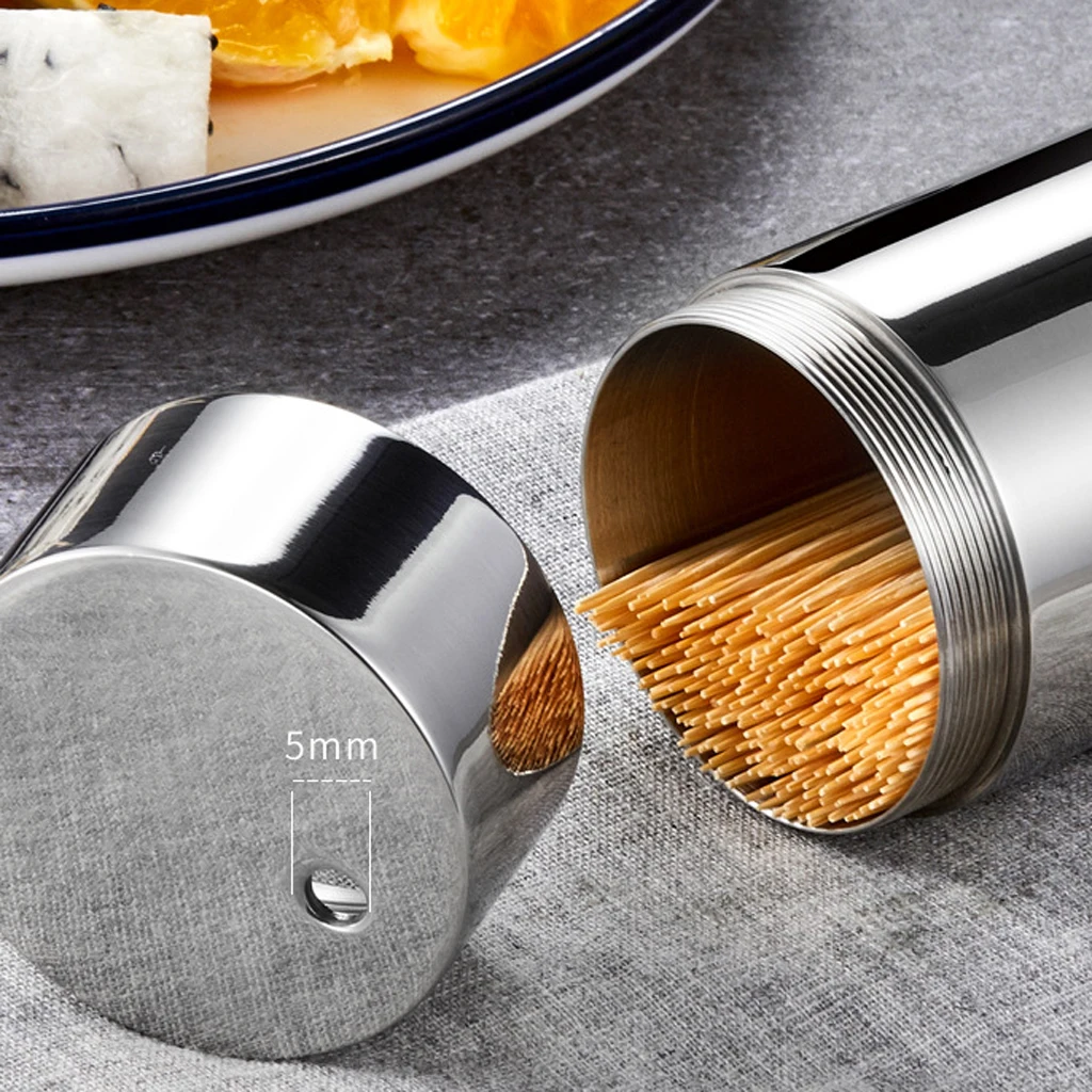 Small Toothpick Holder Dispenser Storage Organizer Stainless Steel Toothpick Holder for Kitchen Restaurant Tabletop -Silver