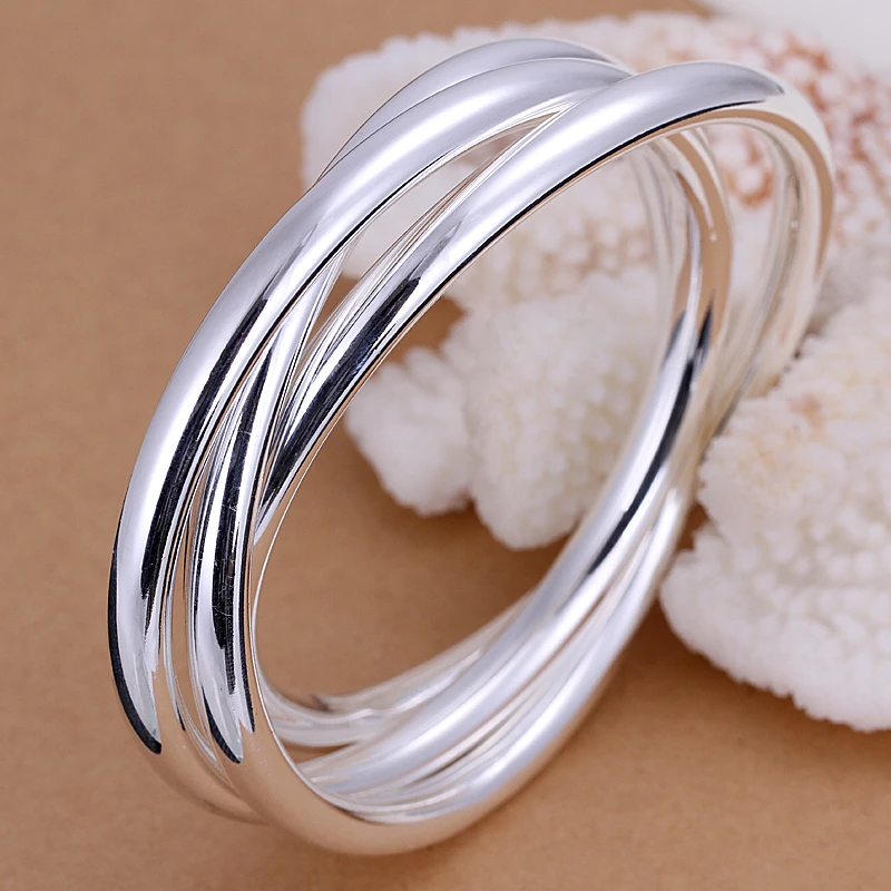 

2015 CLOSED BANGLE SIMPLE STYLE 925 sterling jewelry bracelet fine fashion bracelet best quality wholesale and retail SMTB047