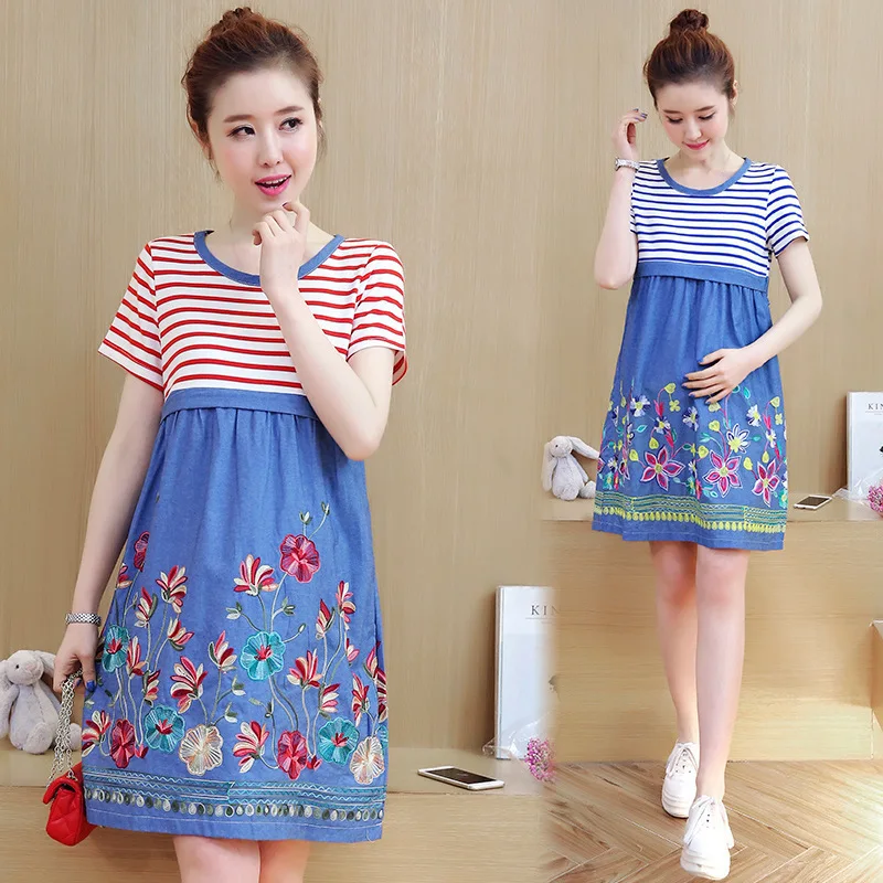 High Quality Nursing Maternity Dresses 2017 Summer Breastfeeding Clothes Pregnant Woman Lactation Embroidered Short Sleeve Dress High Quality Nursing Maternity Dresses 2017 Summer Breastfeeding Clothes Pregnant Woman Lactation Embroidered Short Sleeve Dress