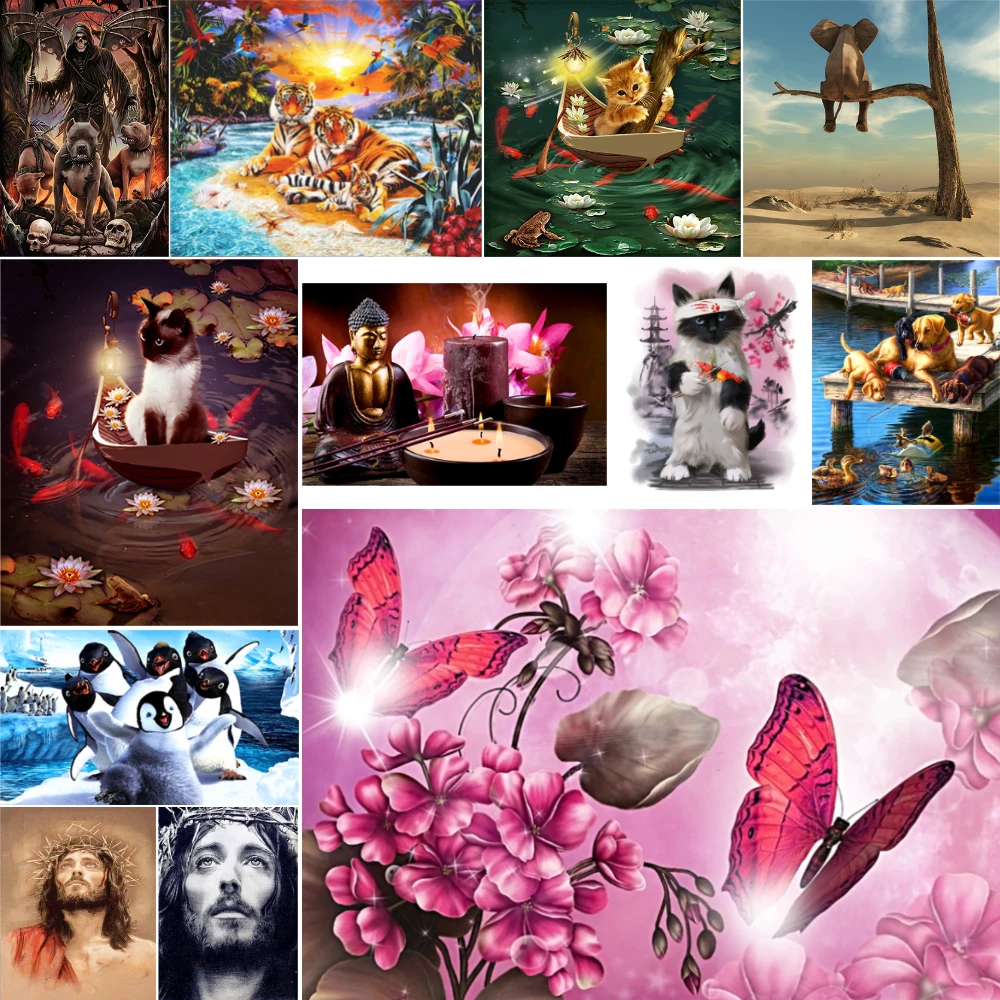 

5D DIY Diamond Painting Cross Stitch Portraits Animals Diamond Embroidery Crystal Round Rhinestone Mosaic Picture Home Decor