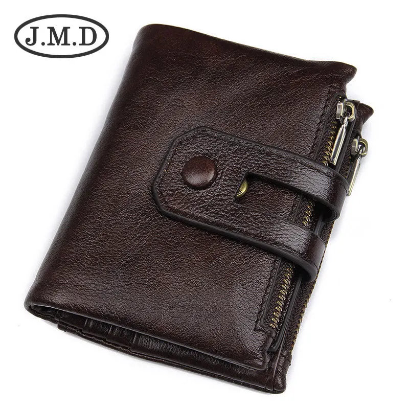

J.M.D 2019 New Genuine Leather Zipper Wallet Multi Card Men's Short Wallet 8442