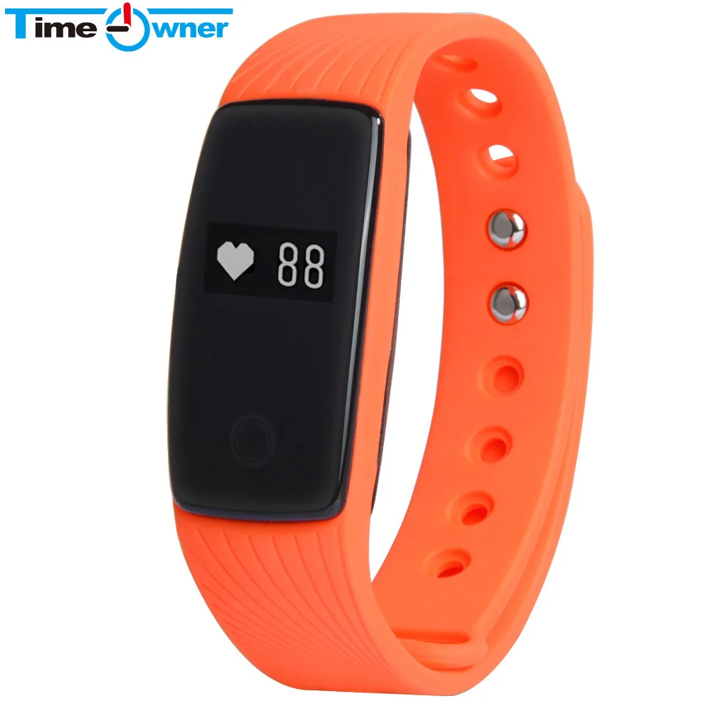 TimeOwner V05C Bluetooth 4.0 смарт-браслет сердечного ритма Мониторы смарт-браслет Фитнес трекер умный группа для Android IOS iPhone - Цвет: Оранжевый