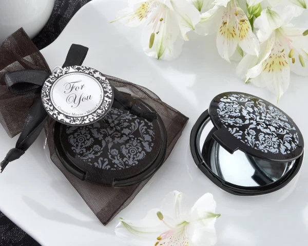 Wedding favor gift and giveaways Damask Elegant Black & White Make up Mirror Compact Favors black pocket lady mirror 80pcs/lot