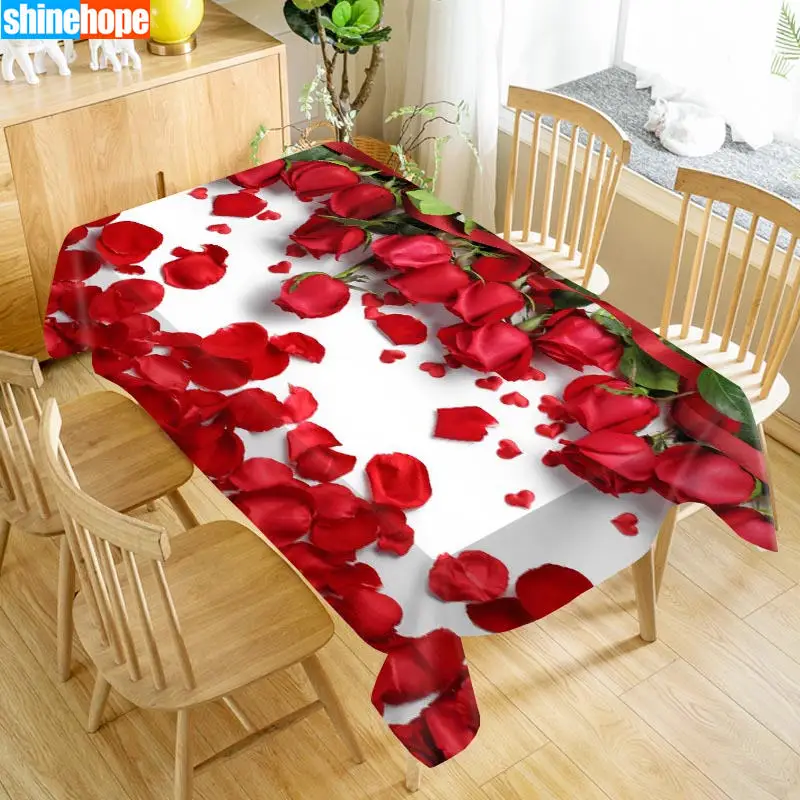 

1pcs 3D Wedding Tablecloth Bouquet Table Table Cloth Rose Red Flowers Table Cloth Birthday Party Dinner for Home Decortion