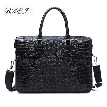 

BAQI Men Briefcase Bag Handbags Crocodile Pattern Cow Leather Man Shoulder Messenger Bag Password Lock Men Computer Business Bag