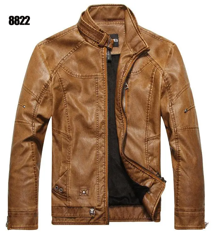 Новое поступление, брендовая мотоциклетная кожаная куртка для мужчин Jaqueta De Couro Masculina, мужские кожаные куртки, пальто - Цвет: Coffee