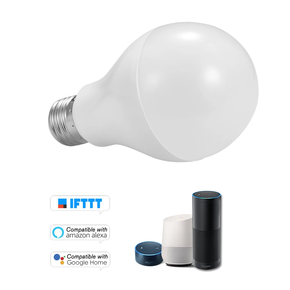 

Smart WiFi LED Light Bulb(10W)Multi-color RGB+CW LED Color Free Compatible with Amazon Alexa&Google Home IFTTT E27 Lamp Holder