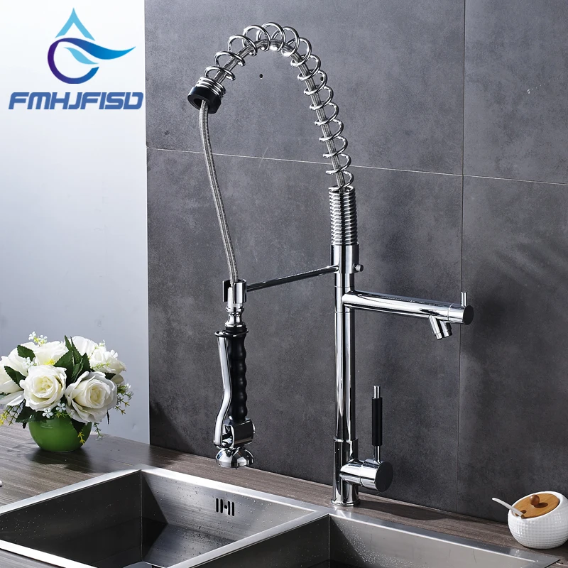 

Chrome Finish Kitchen Spring Mixer Faucet with Single Handle Single Hole High Quality Water Taps