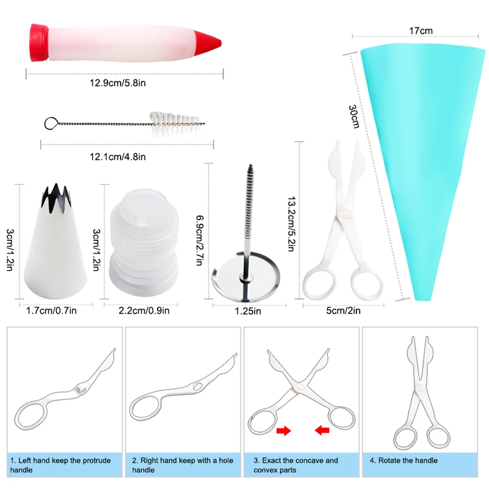61 шт./компл. силиконовые кондитерского мешка насадка для декорирования торта ножницы Насадка-скребок Ручка кондитерских мешков для крема монтажный гвоздь щеточка для чистки Кухня Инструменты для тортов