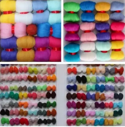 12pcs 12 Colors 5g Wool Fibre Roving For DIY Needle Felting Hand Spinning Doll Needlework Landscapes Fibre Arts Mayitr