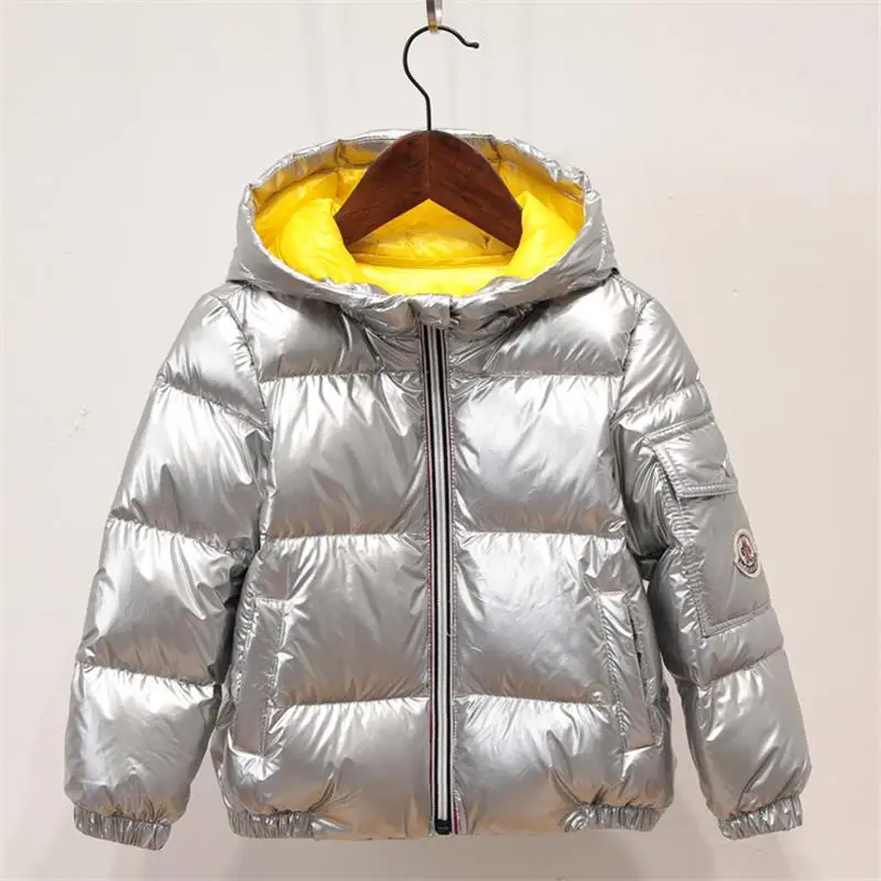 

Space Silver Children's Down Jacket Children's Boys and Girls Thick Warm Hooded Snow Wear Down Jacket