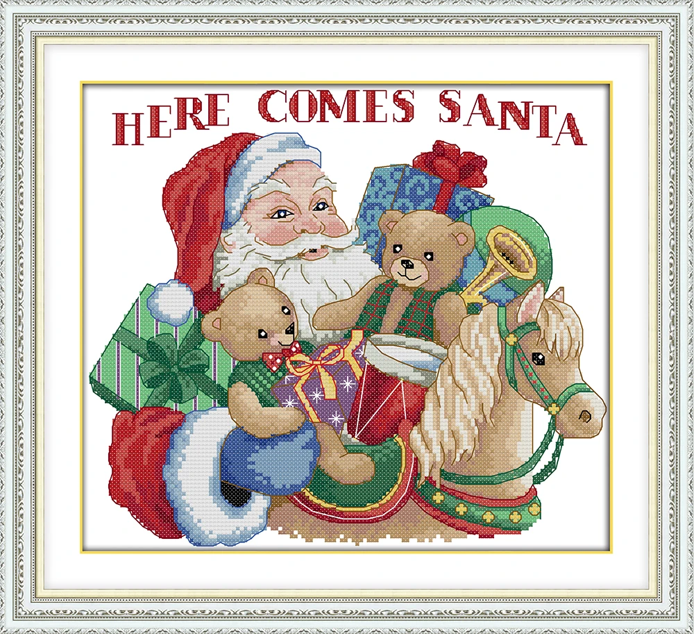 Christmas gift cross stitch kit aida 14ct 11ct count printed canvas