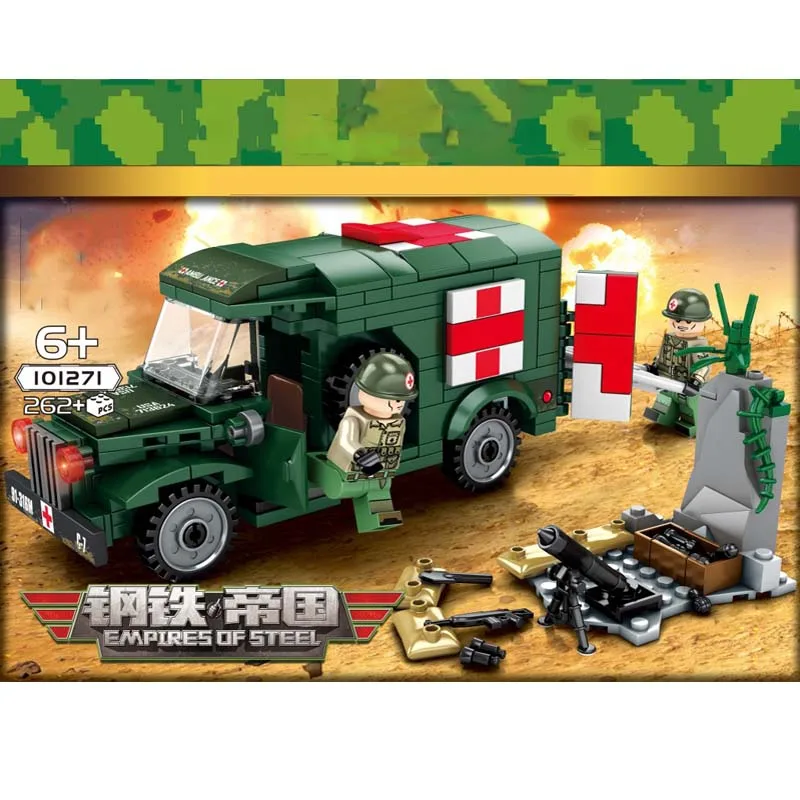 

WW2 Military series World War II U.S. Army T214-Wc54 military ambulance SWAT Figures Building Blocks For children Gifts