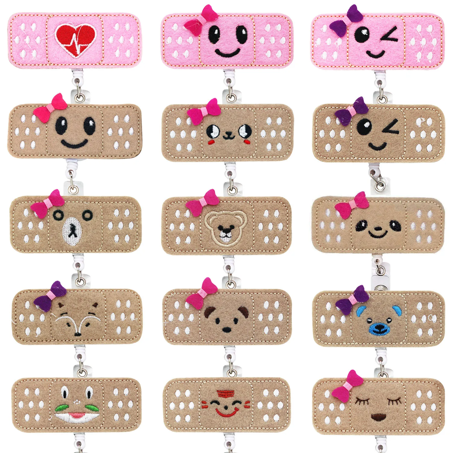 

idclip Nurses Badge Reel Badge Holder clip Retractable ID Badge Holder with Alligator Clip Smile Face Pink White Name Holder