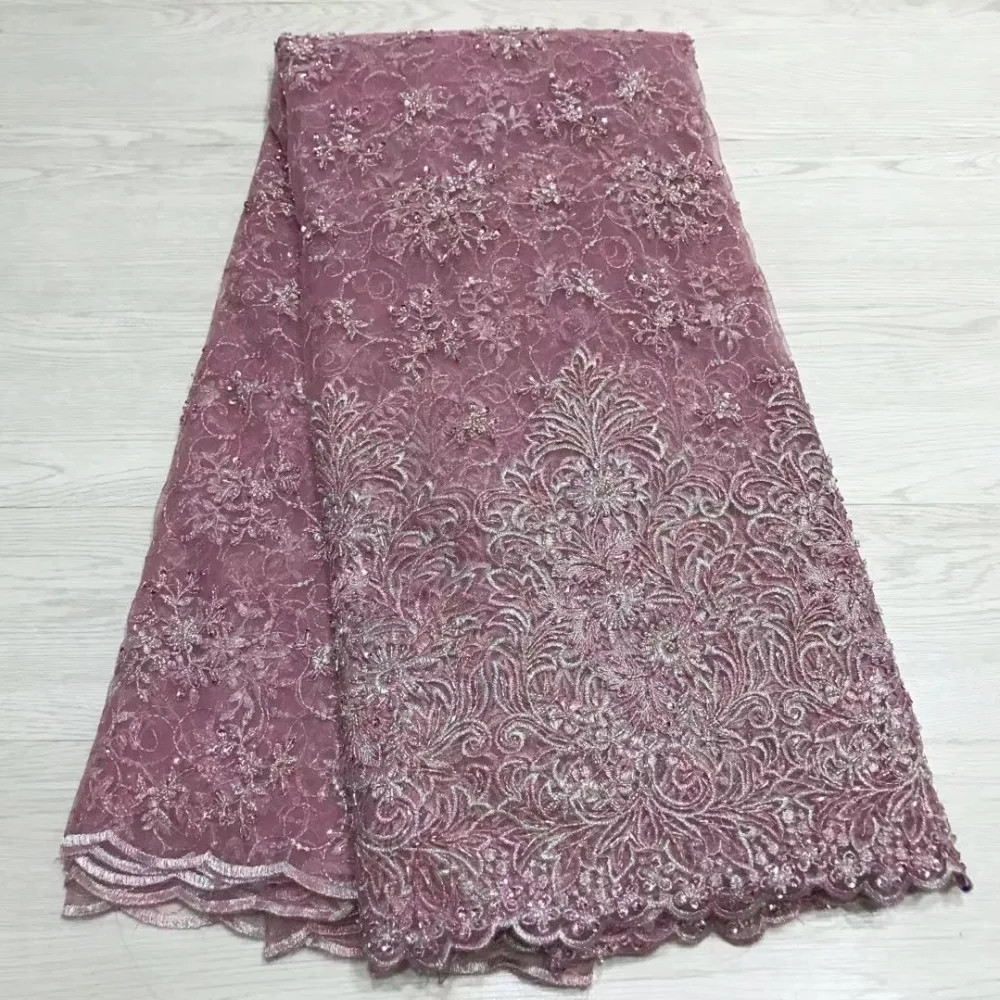 

2019 African chiffon beaded edge fabric French lace fabric high quality Nigerian embroidery fabric