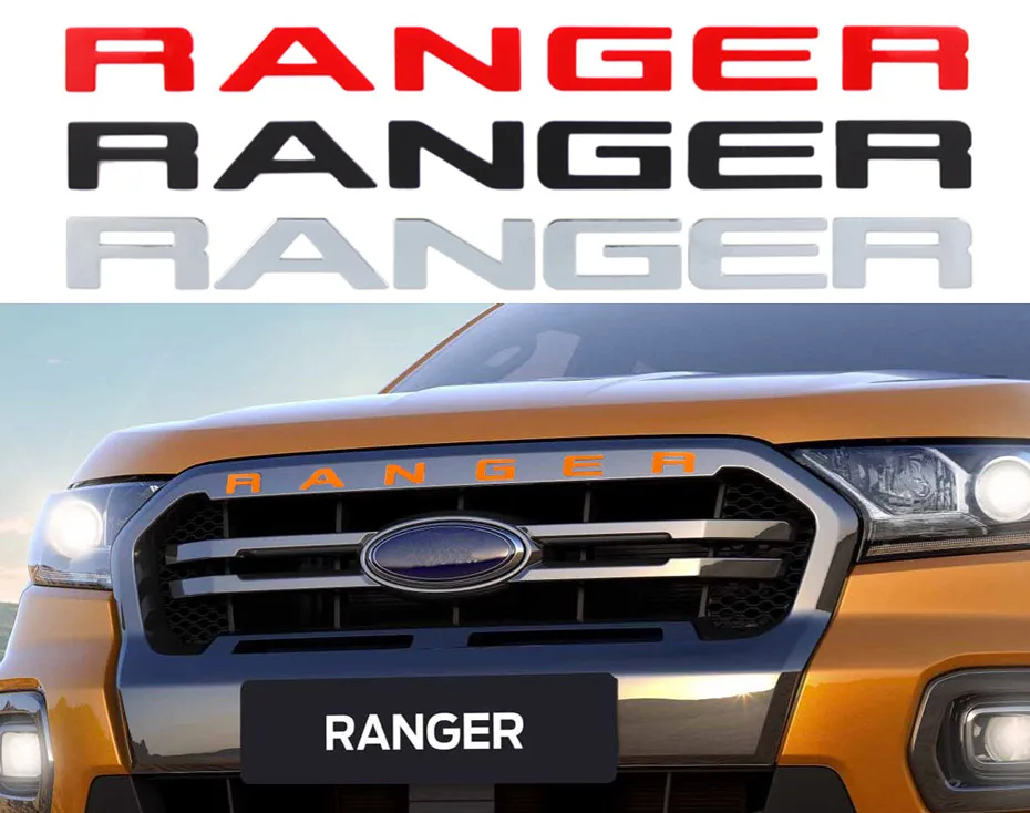 Для Ford Ranger- решетка верхнего логотипа Письмо гриль RANGER 3D эмблема размер ABS наклейка с клеем хром стиль