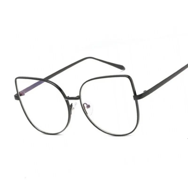 Новые оправы для очков кошачий глаз женские фирменные дизайнерские прозрачные линзы, очки с прозрачными очками женские - Цвет оправы: BLACK
