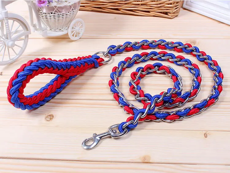 New High Quality Upgraded color collar rope Large Dog Leashes Iron