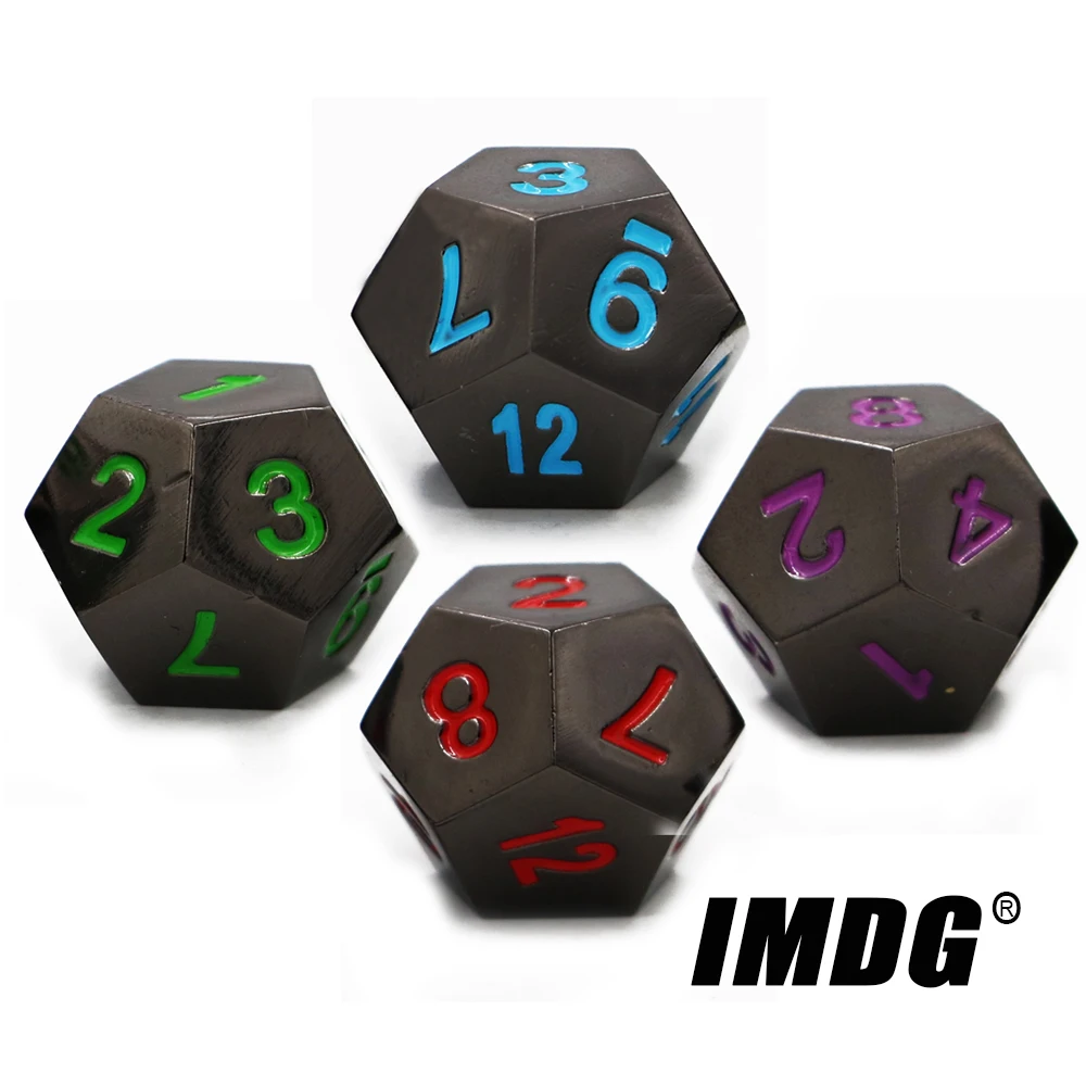 

1pcs D12 Polyhedron RPG Dice 12-sides Accessories Metal Dice DND Black Color Digital Game Dice