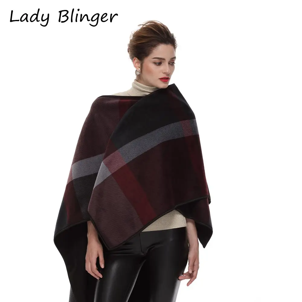 Lady blinger классические клетчатые палантины искусственный кашемир накидка толстые
