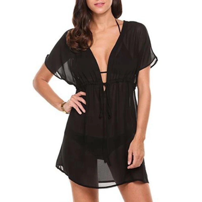 

2018 LADIES KAFTAN SARONG Mesh Swimwear HOLIDAY Sexy Sheer V-Neck Bandage Multi Collor Cover-Ups UK