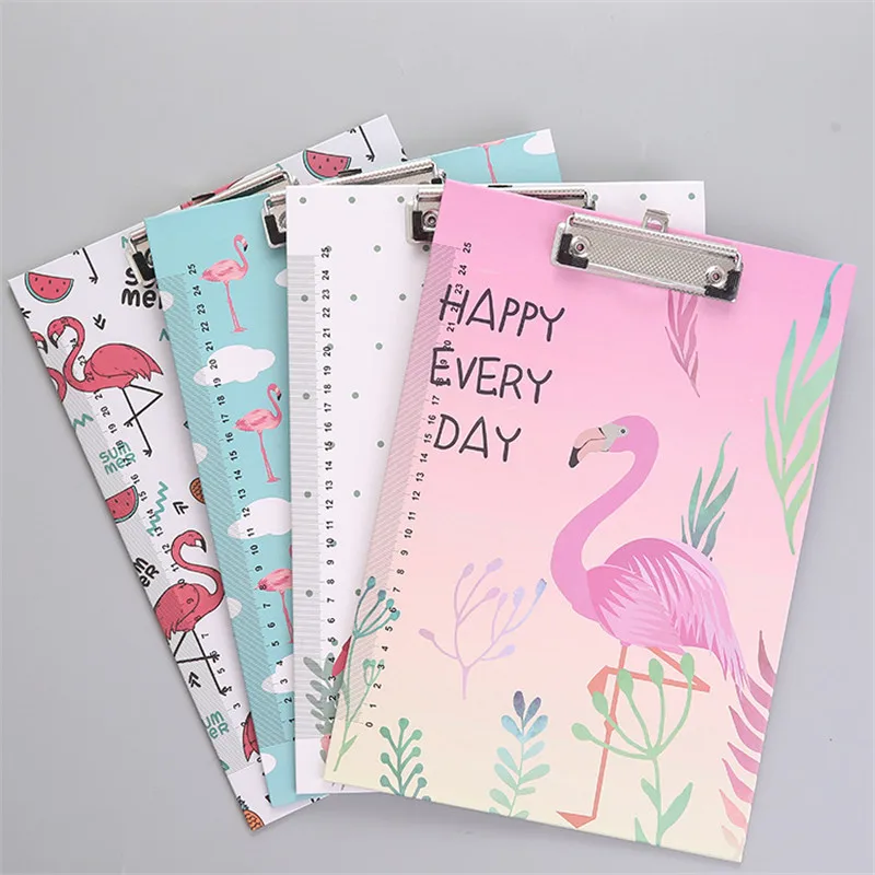 

Cute A4 File Folder Paper Kawaii Cartoon Tower Flamingo Document Bag with Clip Filing Products Office School Stationery Pouch