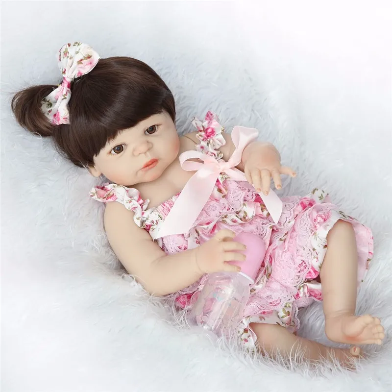 

57cm bebe alive reborn bonecas handmade Lifelike Reborn Baby Doll Girls Full Body Vinyl Silicone with Pacifier child gift BATH