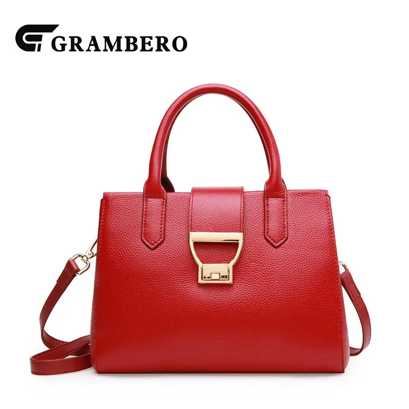 European Style Handbag Genuine Leather Top Leather Solid Color Shoulder Bag Women Flap Fashion Crossbody Messenger Bags for Gift