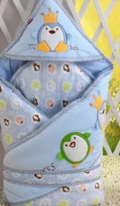 От 0 до 6 месяцев, белое детское одеяло, двухслойный флисовый детский конверт, спальный мешок для новорожденных, детское постельное белье, одеяло - Цвет: Синий