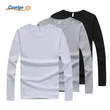 Covrlge Camiseta de manga larga para hombre, ropa interior de algodón sólido, de marca, Primavera, MTL073, 3 unids/lote