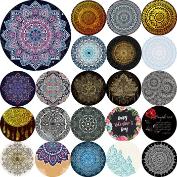

Hot sale Mandala beach towel flowers thirty lotus Round sea wave beach towels size 1500*1500mm