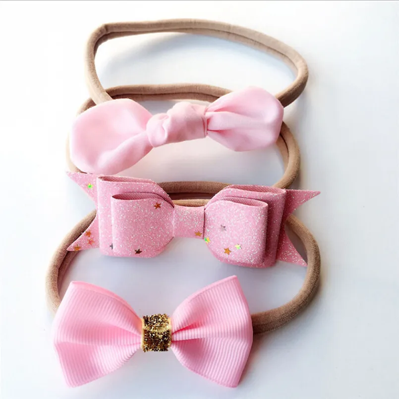 Headwear Baby girls hairbnand 3Pcsset Kids Girl Baby Toddler Bow Headband Hair Band Headwear Bebes acessorios #4A30 (3)
