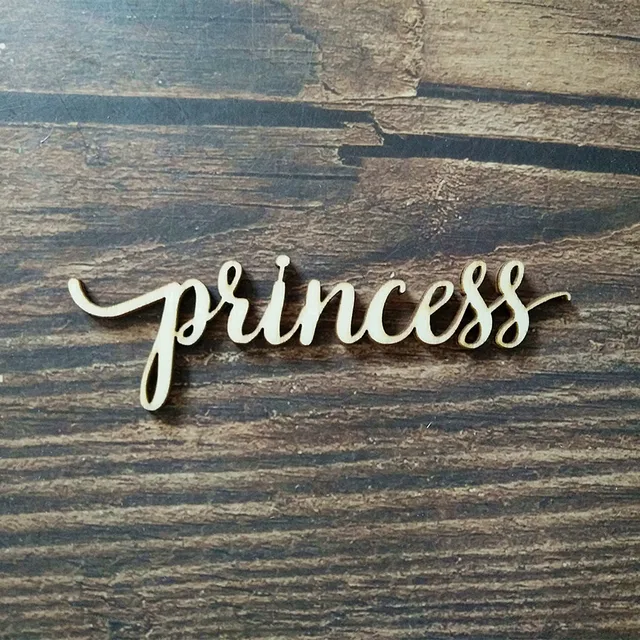 10pcs princess script word wood sign laser cut wooden signs cursive
