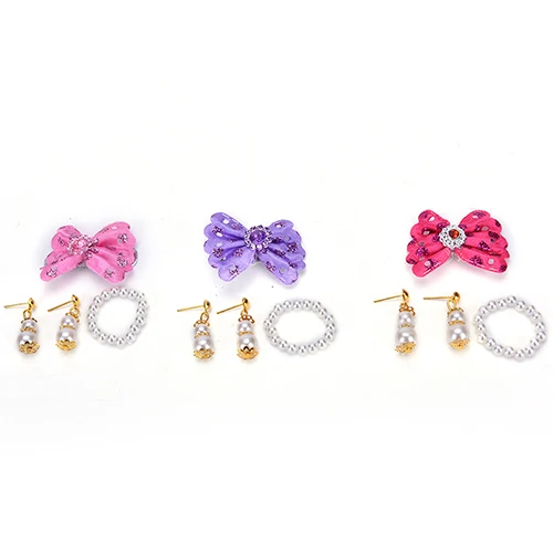 

New 2018 Best DIY Gift For Girls' Doll for Doll Plastic Accessories Jewelry Pearl Necklace Earrings For Kids