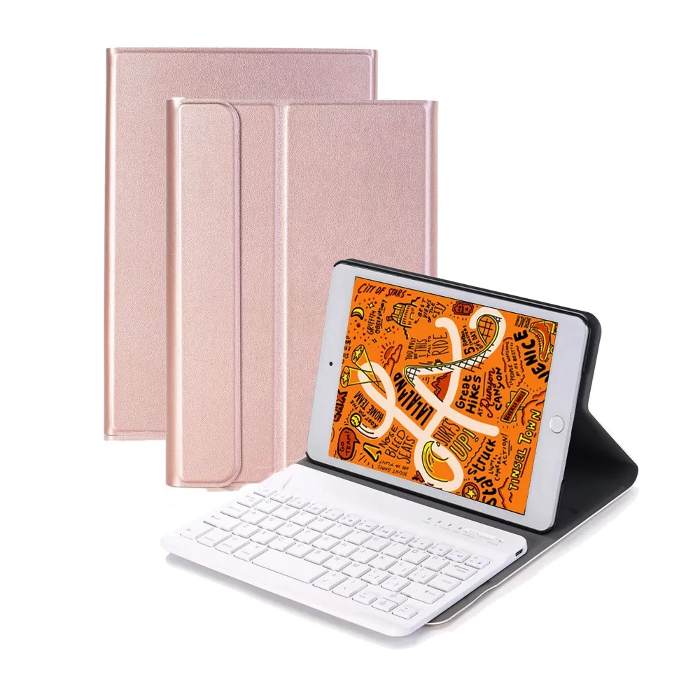 

For New iPad mini 5 2019 2 in 1 Removable Wireless Bluetooth Russian/Hebrew Keyboard+Slim Smart PU Leather Case Stand Cover