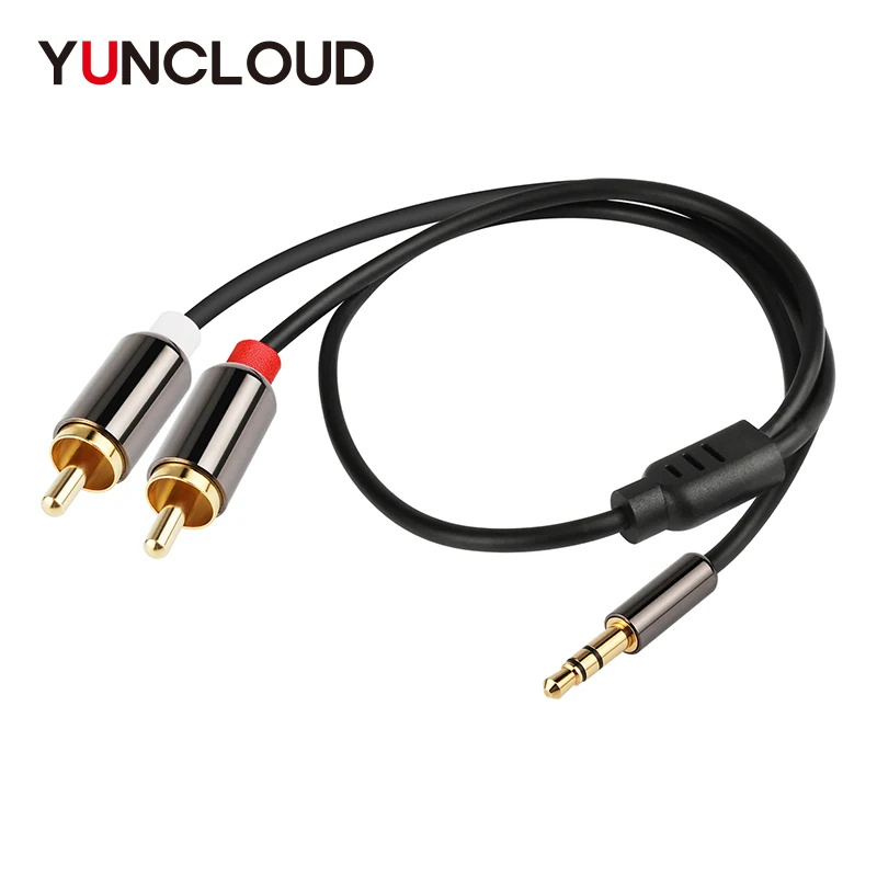 YUNCLOUD Audio Cable 2RCA to 3.5 Audio Car Cable RCA 3.5mm Jack Male to