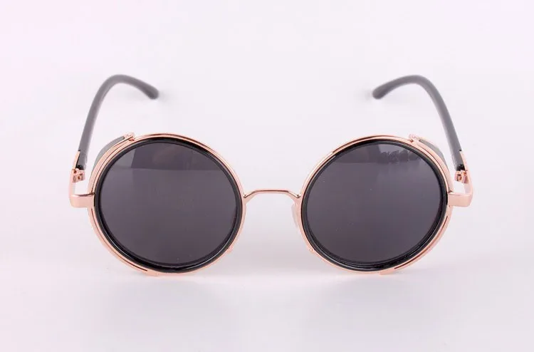 Мужские очки охлаждения черные круглые линзы солнцезащитные очки золотые оправы Oculos стимпанк Feminino Mirro линзы оправа из металлического сплава ретро