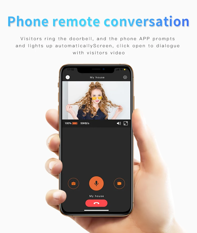 4,3 дюймов беспроводной внутренней связи с Wi-Fi дверной звонок приложение дистанционное управление