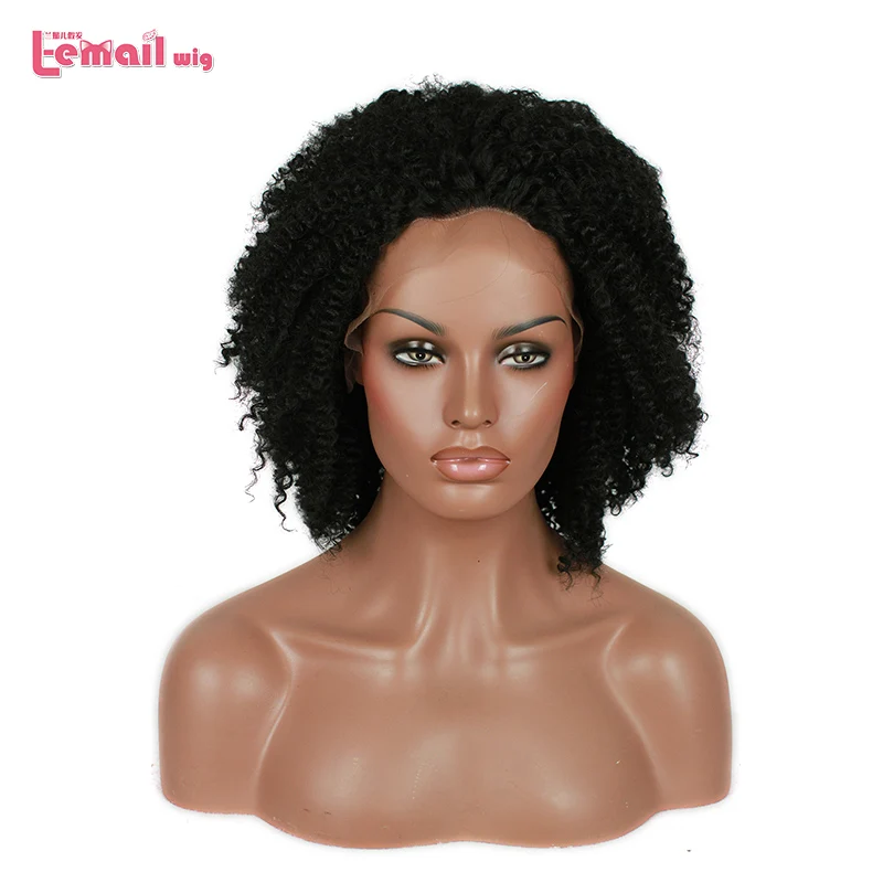 

L-email wig Curly Black Lace Front Wigs 14inches Synthetic Lace Front Wig Women Hair Heat Resistant Synthetic Hair Perucas