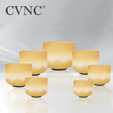 

CVNC 6-12 Inch Chakra Lotus Gold Colored Quartz Crystal Singing Bowl CDEFGAB Note for Boost Immune System Sleep Improvement