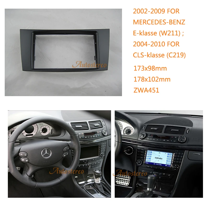 Double Din Car Radio Fascia Dash Trim Kits for MERCEDES BENZ E klasse