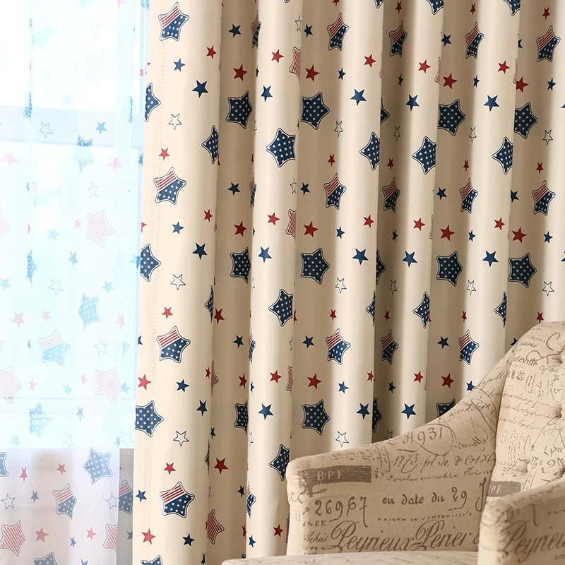 Cortinas de tela para niños estrellas baratas para niños niño niña dormitorio sala de estar ventana tratamiento Blackout cortina listo hecho cortinas|Cortinas| AliExpress