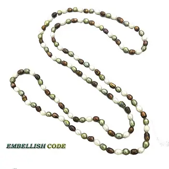 

low price knotted rope mixed color natural pearls 120cm length long necktie jewelry necklace triple twisted tears drop shape