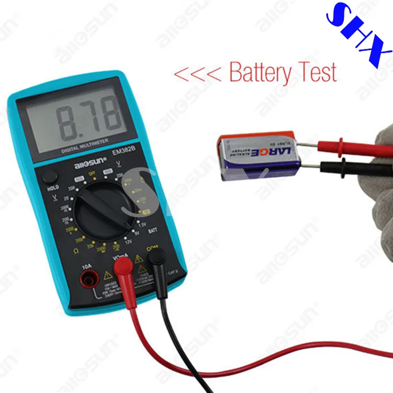 5 шт. 1 лот все-солнце ЖК-цифровой мультиметр DC/AC вольтметр непрерывности батарея диод тестер EM382B